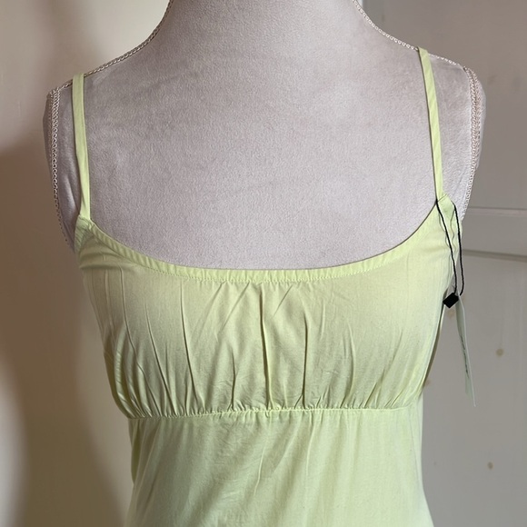 Nasty Gal Yellow/Green Spaghetti Strap Open Back Mini Cotton Sundress NWT - US 6 - Picture 3 of 12